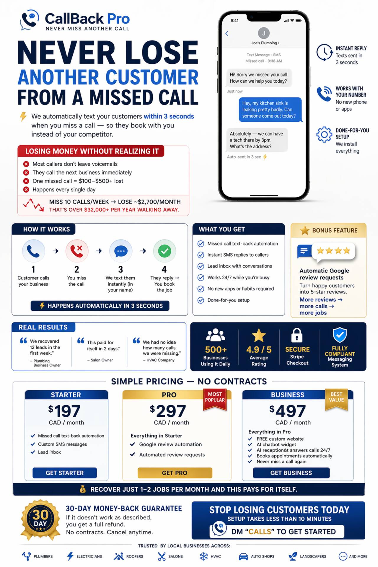 CallBack Pro — Never Lose Another Customer From a Missed Call